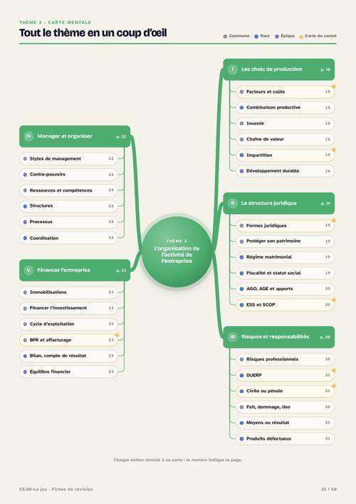 Une carte mentale des fiches de révision CEJM